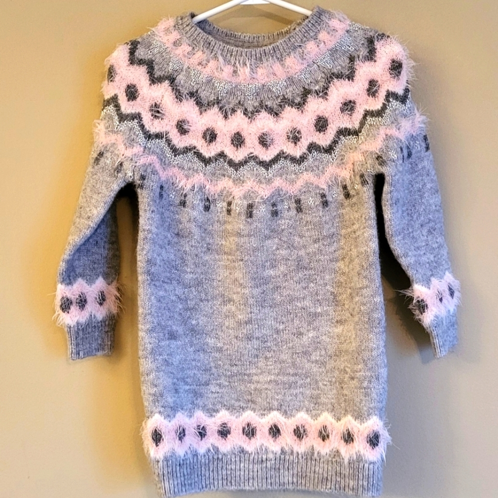 Super cute light grey/pink sweater dress